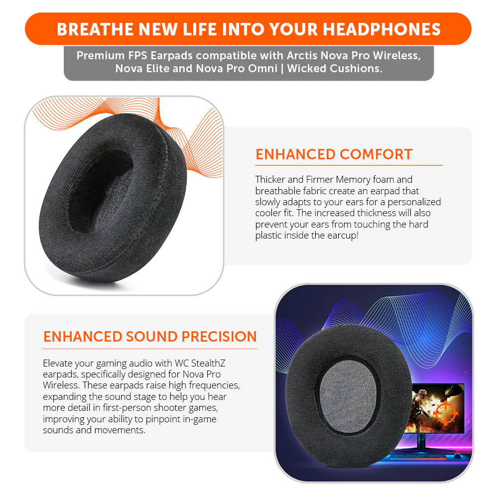 Nova Pro Wireless & Nova Elite Earpads - WC StealthZ - Image 5